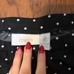 EUC Chico’s Wide Leg Linen Trousers Polka dot